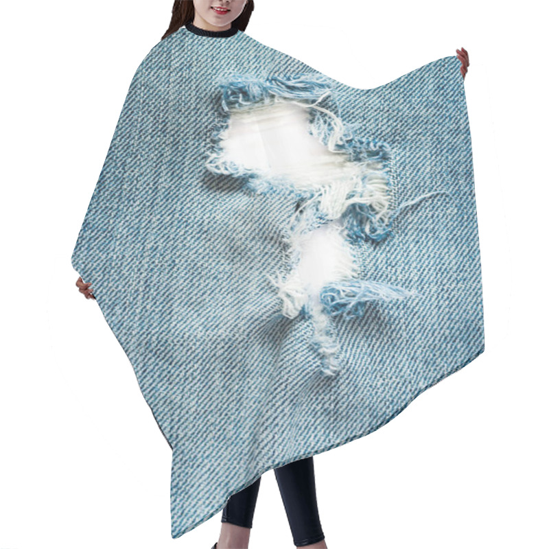 Personality  White Hole In Blue Denim Jeans Hair Cutting Cape