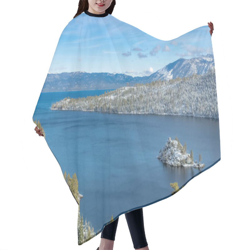 Personality  The Lake Tahoe In Nevada And California, Panorama Of The Emerald Bay In Winter Hair Cutting Cape