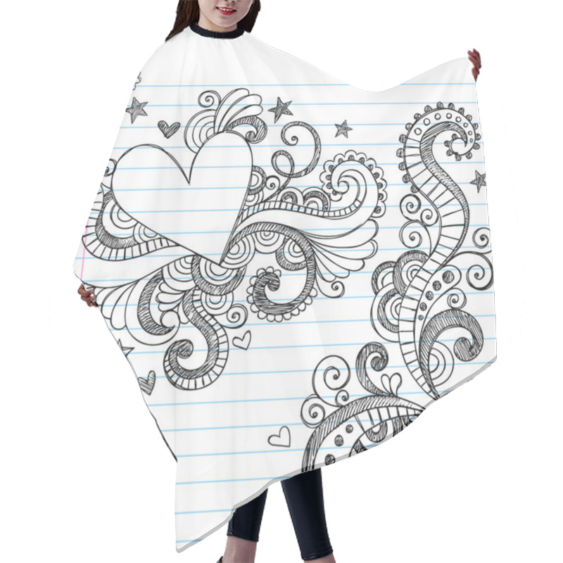 Personality  Sketchy Love Heart Notebook Doodles Hair Cutting Cape