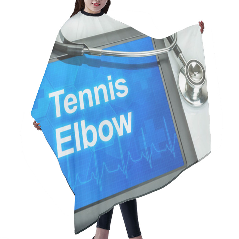 Personality  Tablet With The Diagnosis Tennis Elbow On The Display Hair Cutting Cape