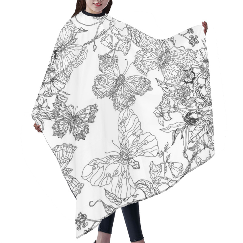 Personality  Flowers And Butterflies Hair Cutting Cape