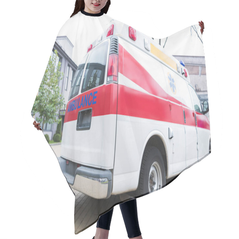 Personality  Ambulance White And Red Car On Street  Hair Cutting Cape