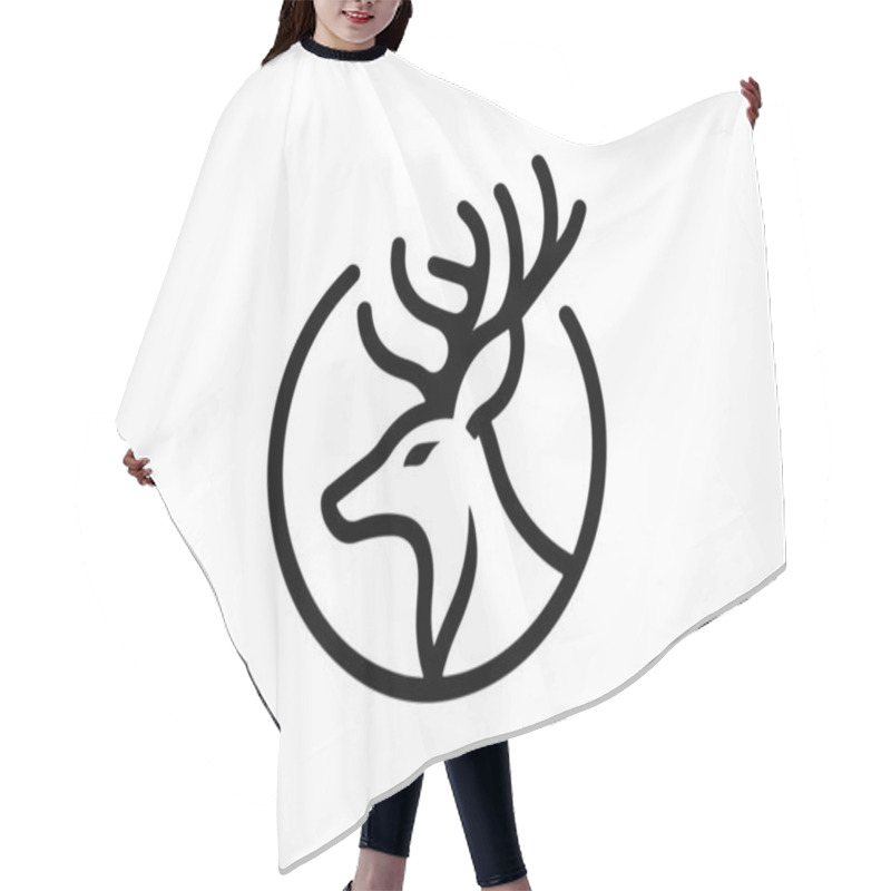 Personality  Deer Logo Icon Symbol Vector Illustration. Deer Silhouette Logo Black And White. Hair Cutting Cape