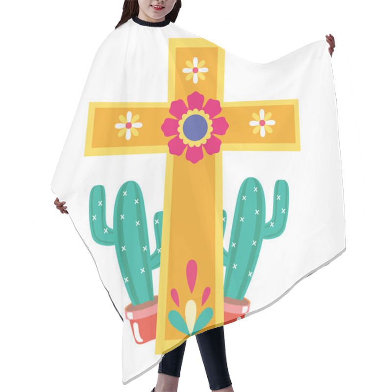 Personality  Cactus Plants With Cross Religion Hair Cutting Cape