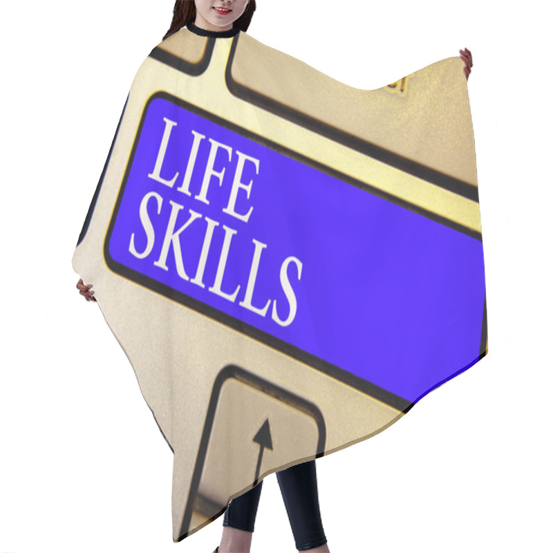 Personality  Text Sign Showing Life Skills. Conceptual Photo That Is Necessary Or Desirable Full Participation In Everyday Keyboard Blue Key Intention Create Computer Computing Reflection Document Hair Cutting Cape