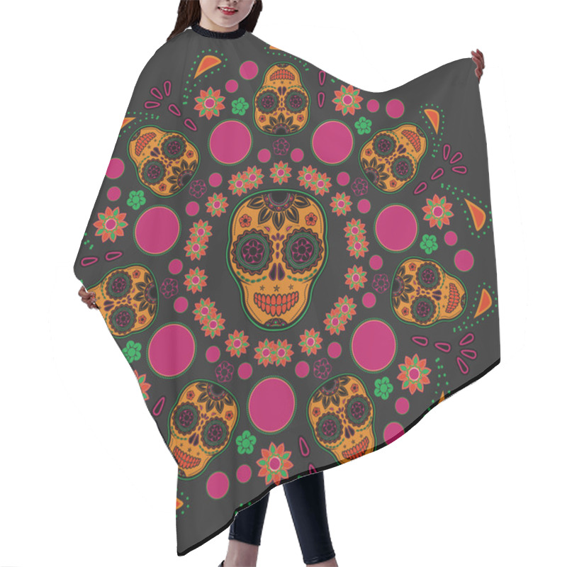 Personality  Sugar Skull Pattern Hair Cutting Cape