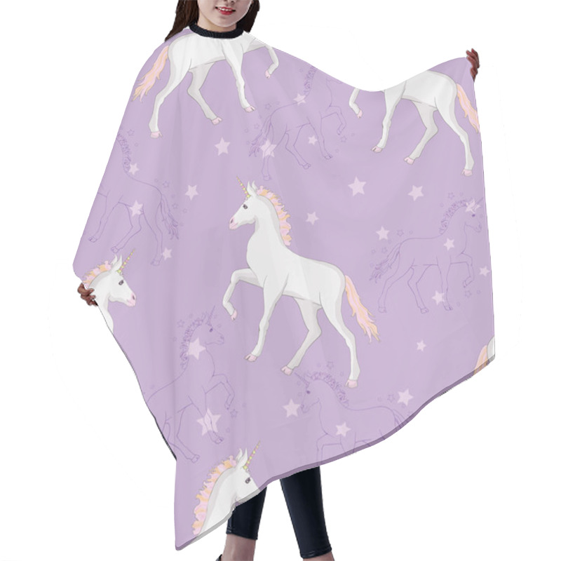 Personality  Unicorn And Rainbow Seamless Pattern Isolated On White Backgroun Hair Cutting Cape