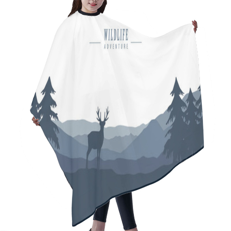 Personality  Wildlife Deer In Forest With Mountain View Blue Nature Landscape Hair Cutting Cape