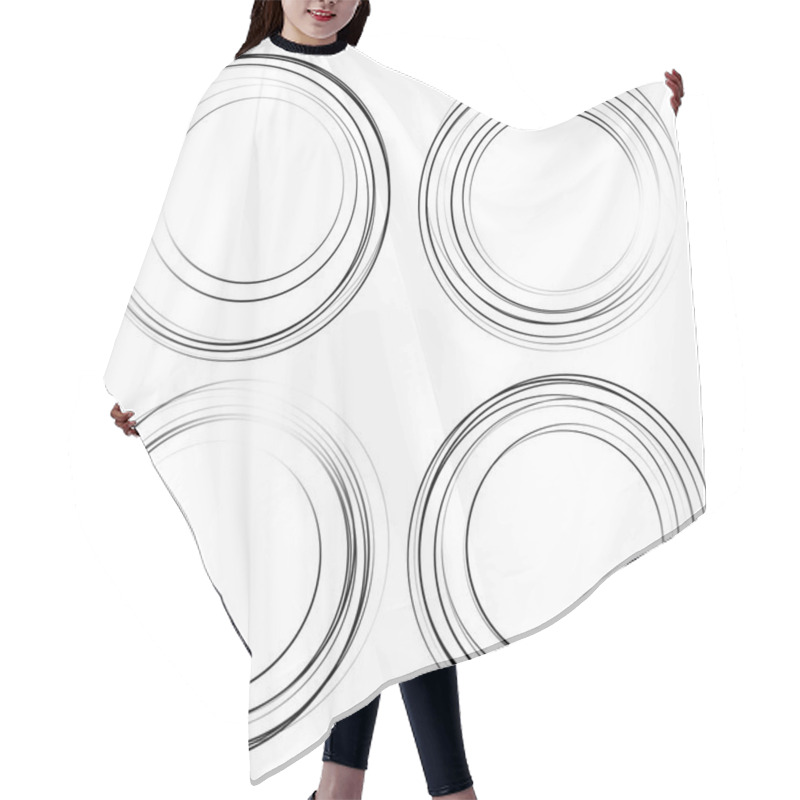 Personality  Abstract Concentric Circles Elements Set Hair Cutting Cape