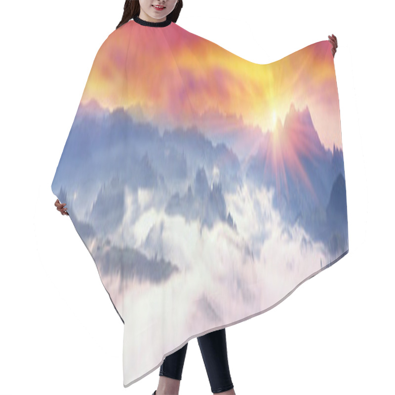 Personality  Foggy Sunrise In The Carpathian Mountains Hair Cutting Cape