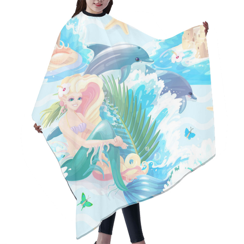 Personality  Vector Marine Seamless Pattern Art Hair Cutting Cape