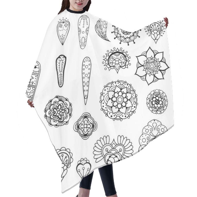 Personality  Monochrome Doodle Flowers Hair Cutting Cape