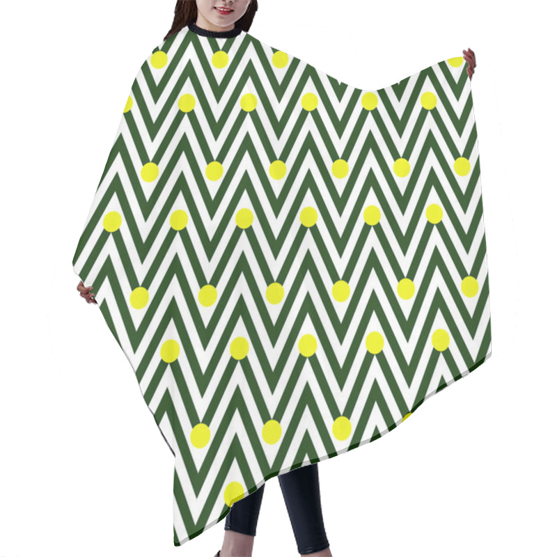 Personality  Green And White Horizontal Chevron Striped With Polka Dots Backg Hair Cutting Cape