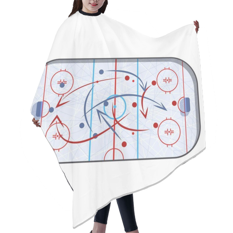 Personality  Hockey Game Strategy Being Drawn On A Rink Showing The Puck Movement And Player Positions Hair Cutting Cape