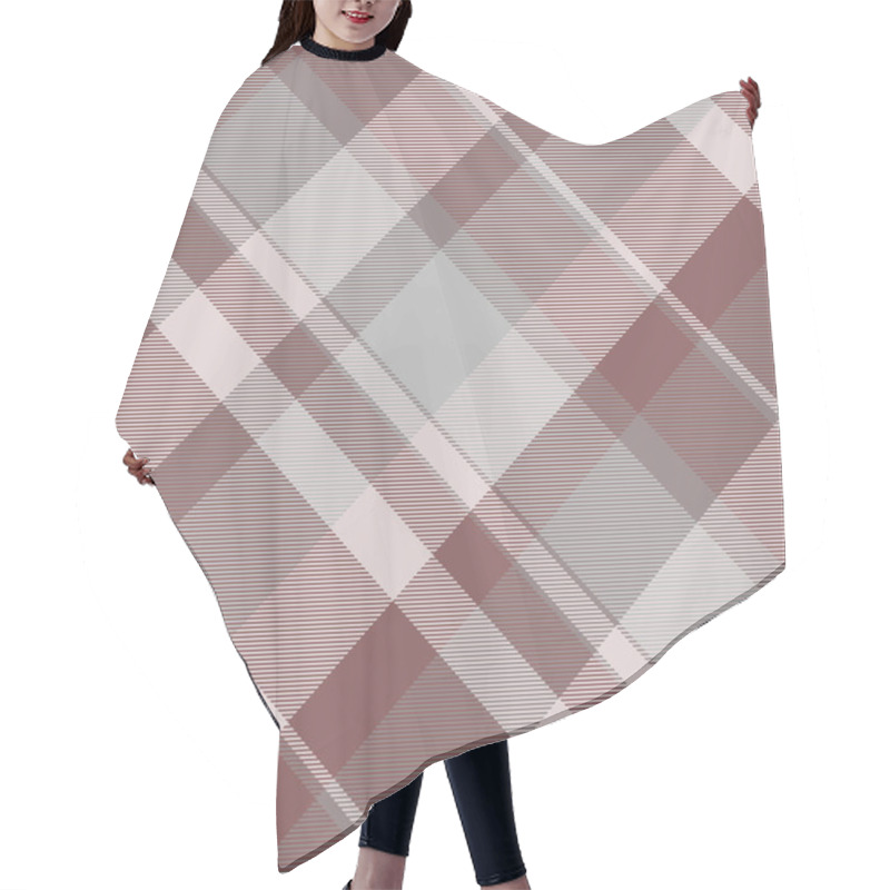 Personality  Elegant Diagonal Plaid Pattern In Soft Muted Tones Of Pink, Gray, And Maroon.  Perfect For Textile Design, Apparel, Website Backgrounds, Or Packaging.  Subtle Texture Adds Visual Interest. Hair Cutting Cape