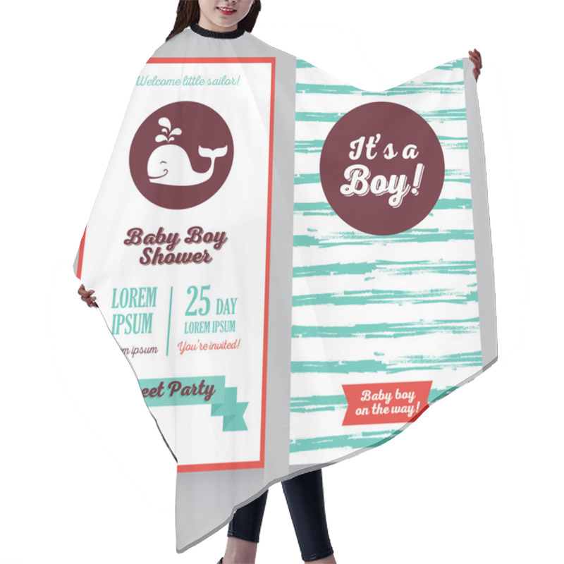 Personality  Baby Boy Arrival Cards Template Hair Cutting Cape