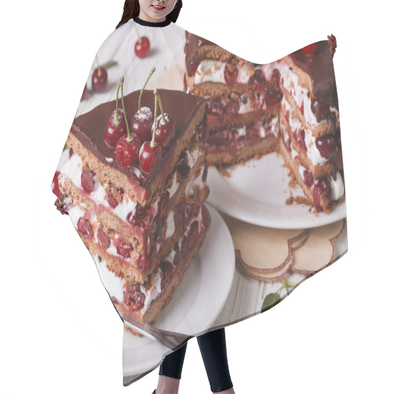 Personality  Piece Of Cherry Cake With Chocolate Horizontal Hair Cutting Cape