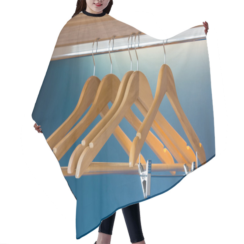 Personality  Close Up Of Wooden Hangers  Hair Cutting Cape