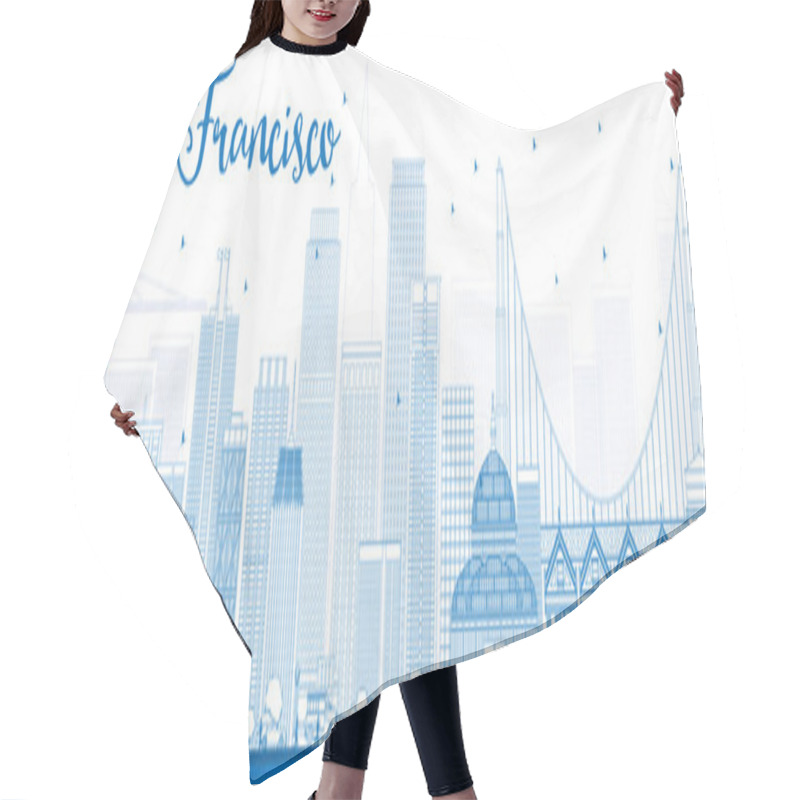 Personality  Outline San Francisco Skyline With Blue Buildings. Hair Cutting Cape