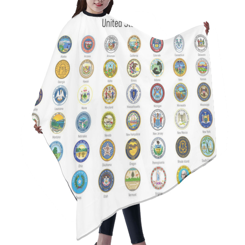 Personality  Coat Of Arms Of The States Of United States, All USA Regions Emblem Collection Hair Cutting Cape