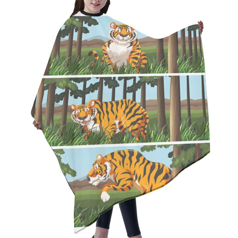 Personality  Wild Tiger Living In The Jungle Hair Cutting Cape