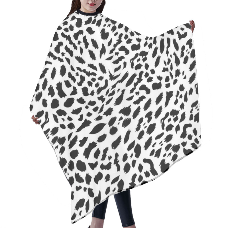 Personality  Black And White Leopard Fur Seamless Print Hair Cutting Cape