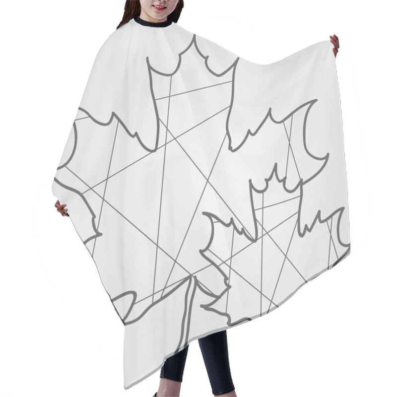 Personality  Maple Leaves Polygonal Outline Drawing. Hair Cutting Cape