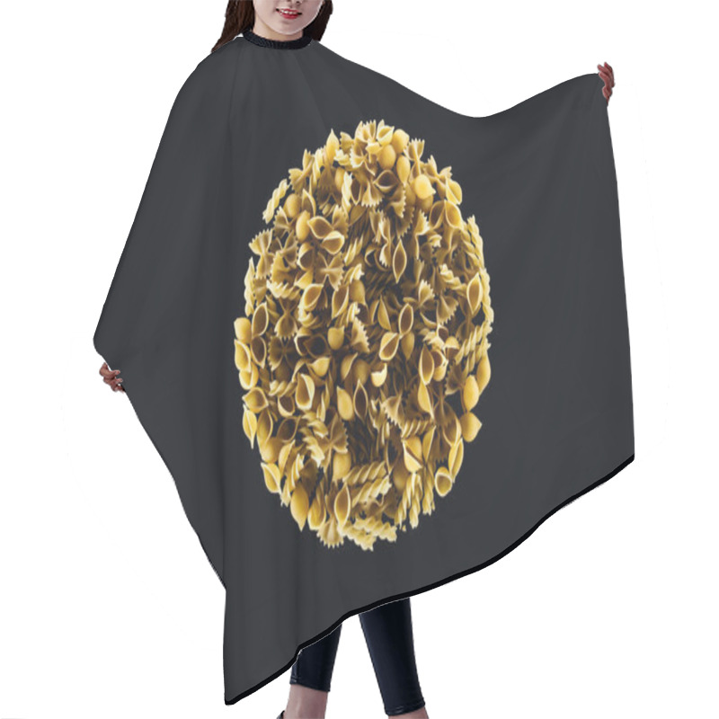 Personality  Top View Of Mixed Pasta In Circle Isolated On Black Hair Cutting Cape