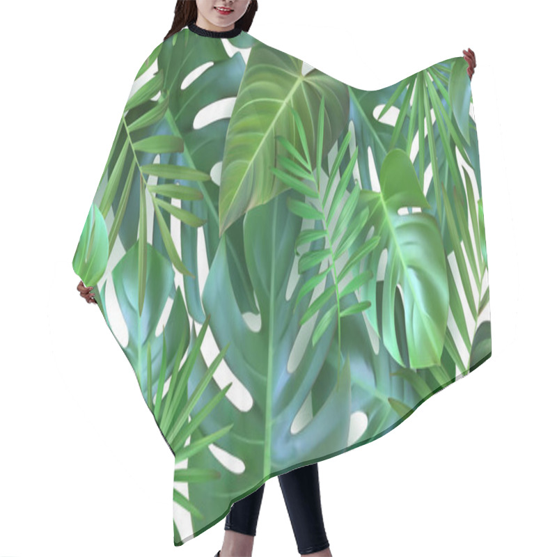 Personality  Pattern With Tropical, Exotic Leaves On A White Background. Monstera Seamless Pattern. Realism. Vector Illustration Hair Cutting Cape