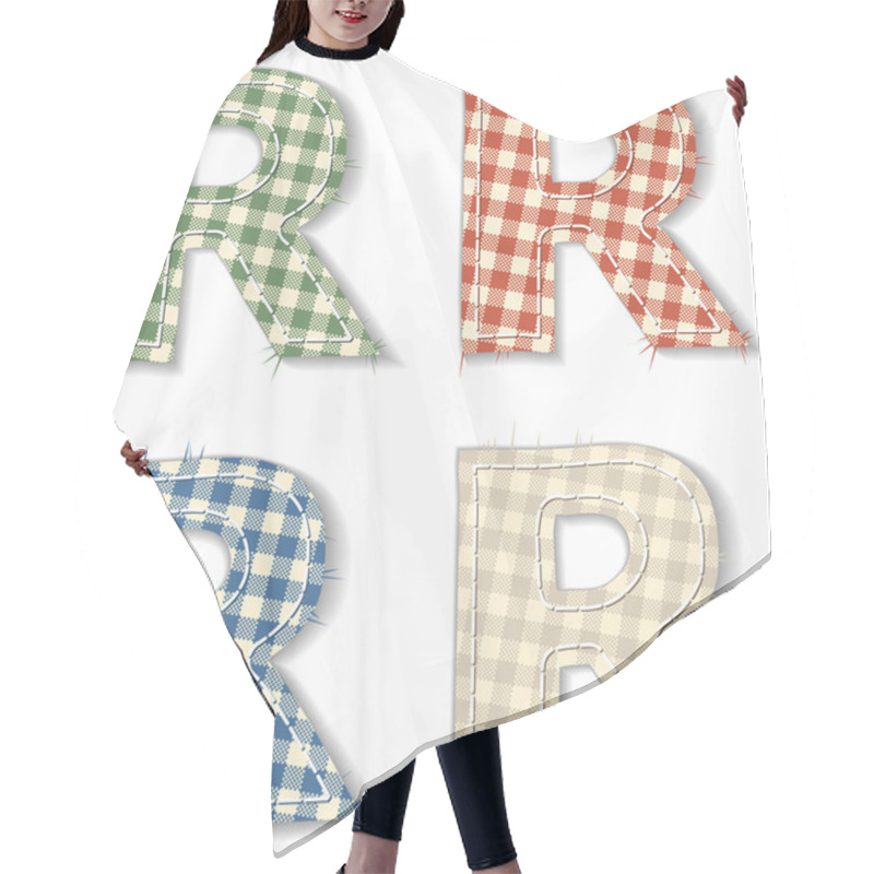 Personality  Checkered Linen Fabric Letters R Hair Cutting Cape