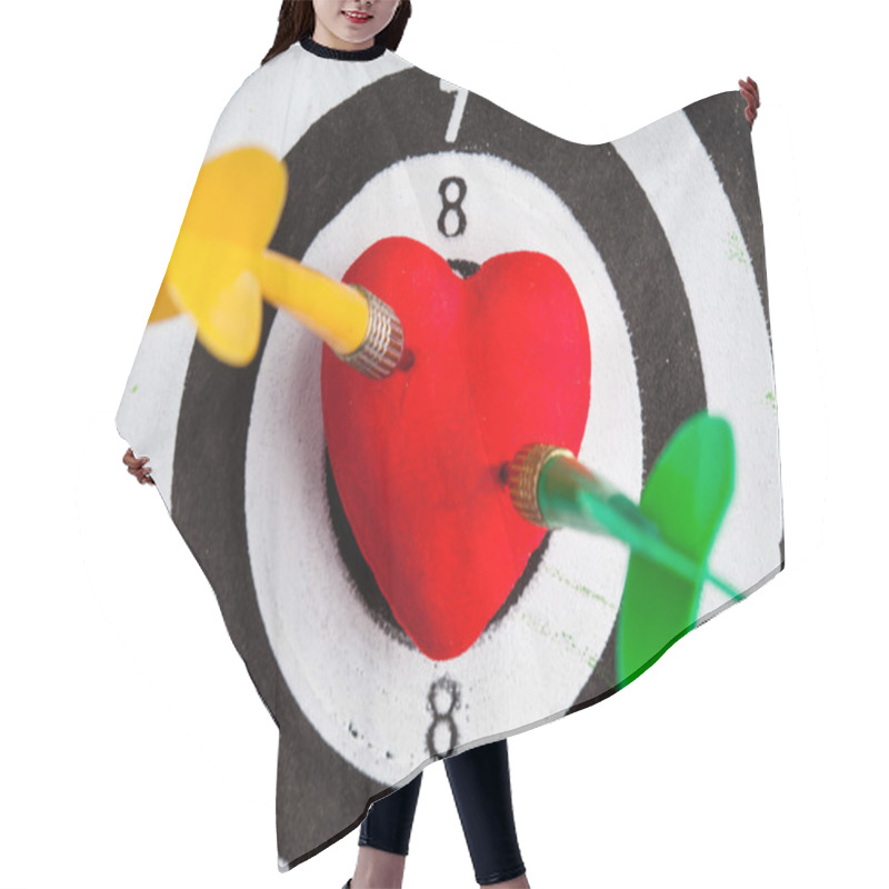 Personality  Black White Target With Two Darts In Heart Love Symbol As Bullseye Hair Cutting Cape