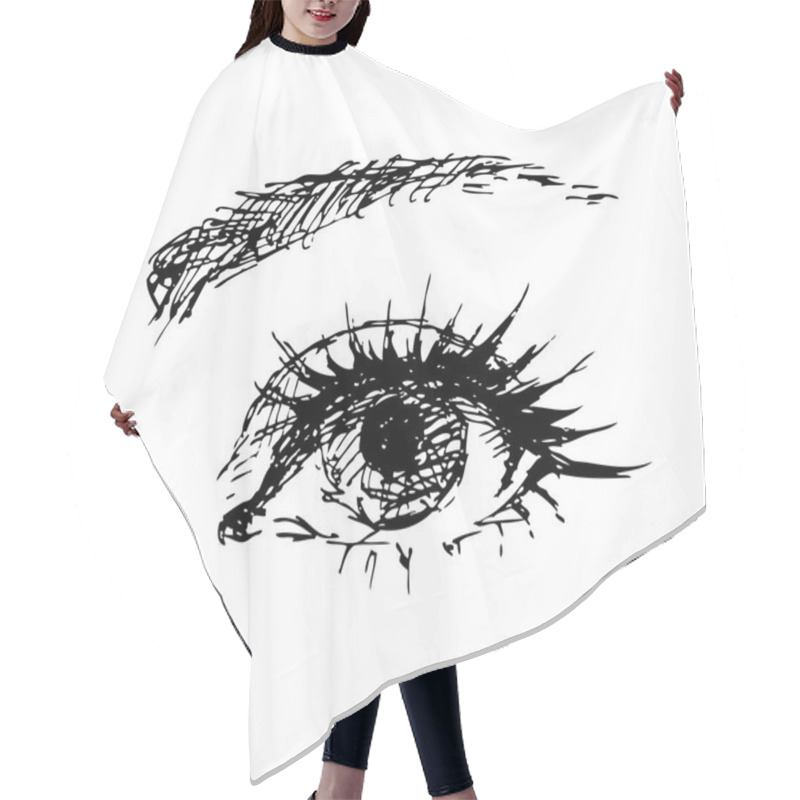 Personality  Female Eye Carelessly Drawn Hair Cutting Cape