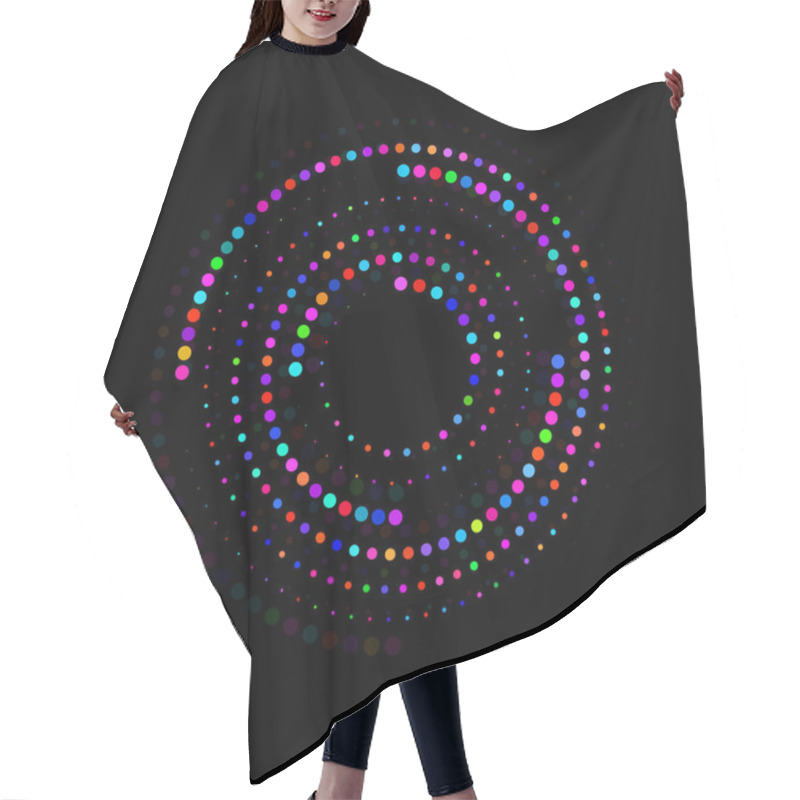 Personality  Abstract Dotted Circles. Dots In Circular Form. Halftone Effect Hair Cutting Cape