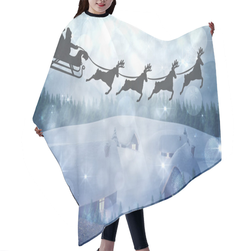 Personality  Silhouette Of Santa Claus And Reindeer Hair Cutting Cape