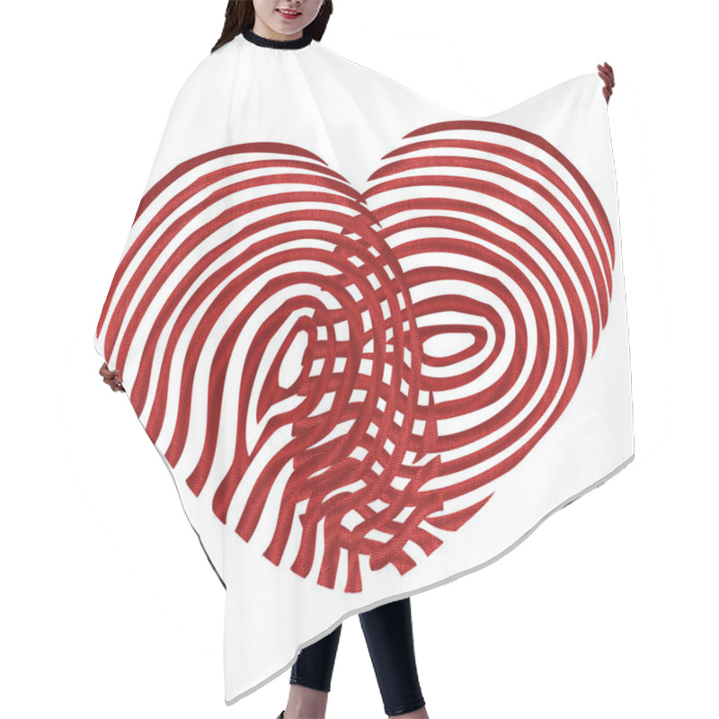 Personality  Red Fingerprint Icon In The Shape Of A Heart Hair Cutting Cape