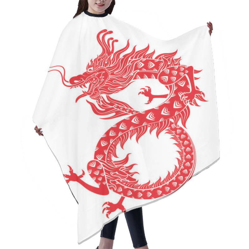 Personality  Traditional Chinese Dragon Red Zodiac Sign Number 8 Infinity Isolated On White Background For Card Design Print Media Or Festival. China Lunar Calendar Animal Happy New Year. Vector Illustration. Hair Cutting Cape