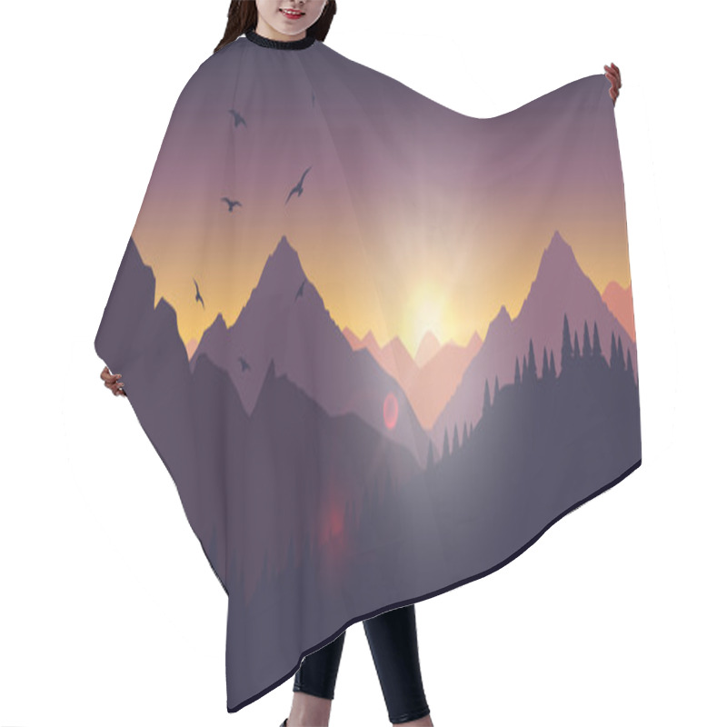 Personality  Mountain Landscape At Sunset And Dawn Hair Cutting Cape