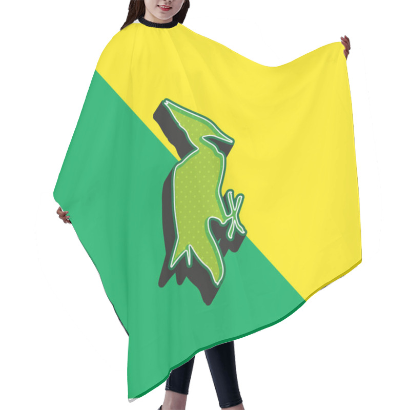 Personality  Bird Shape Green And Yellow Modern 3d Vector Icon Logo Hair Cutting Cape