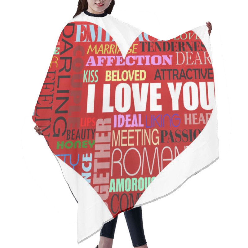 Personality  Heart Vector Illustration With Various Love Words Written In In Different Colors And Styles Hair Cutting Cape