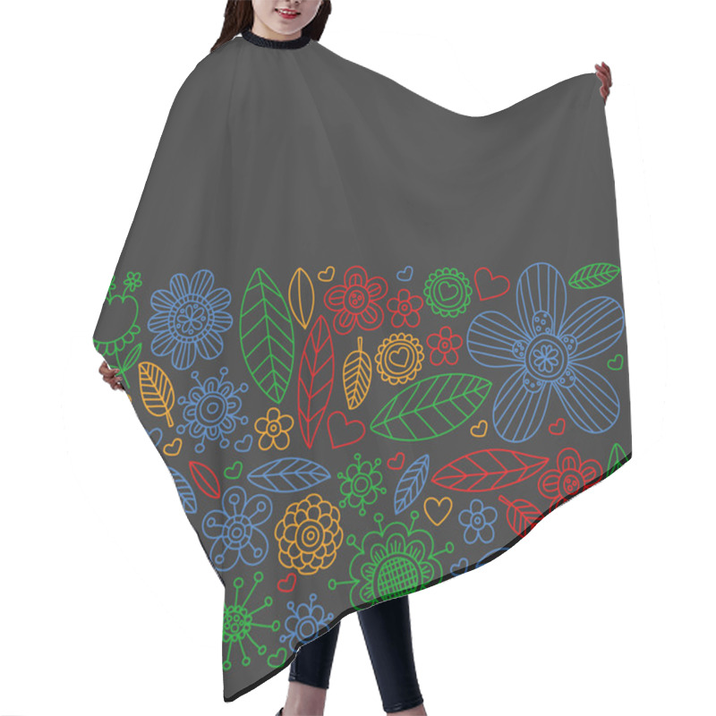 Personality  Vector Pattern With Doodle Flowers And Leaves Hair Cutting Cape