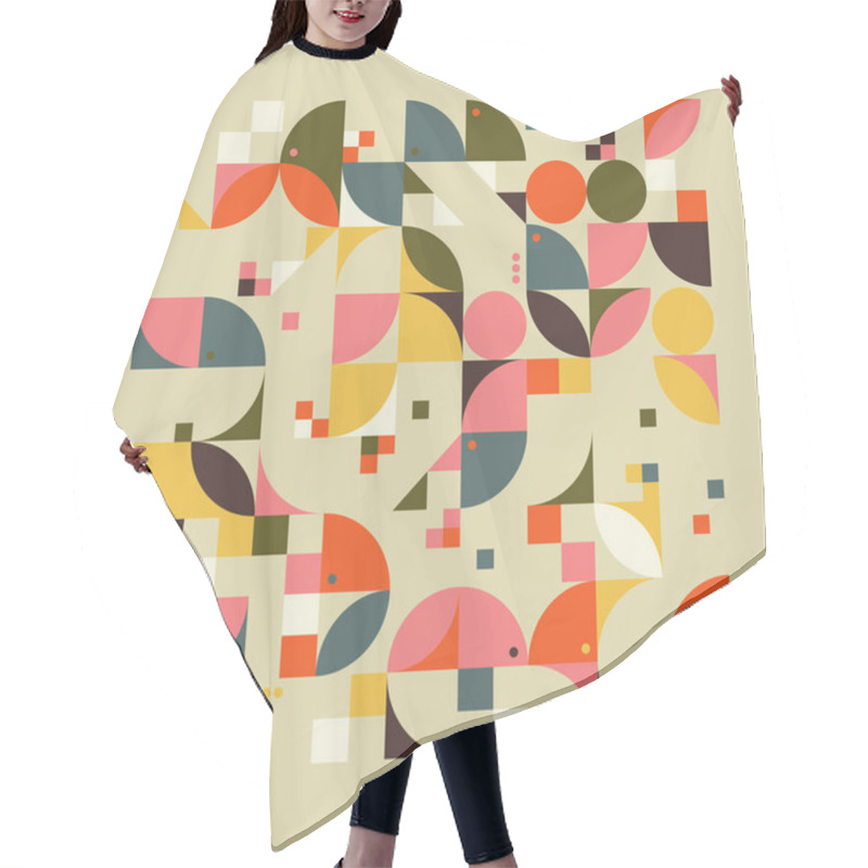 Personality  Decorative Art Inspired By Mid Century Movement Design Made With Abstract Geometric Shapes And Bold Forms. Digital Graphics For Poster, Cover, Art, Presentation, Prints, Fabric, Wallpaper And Etc. Hair Cutting Cape