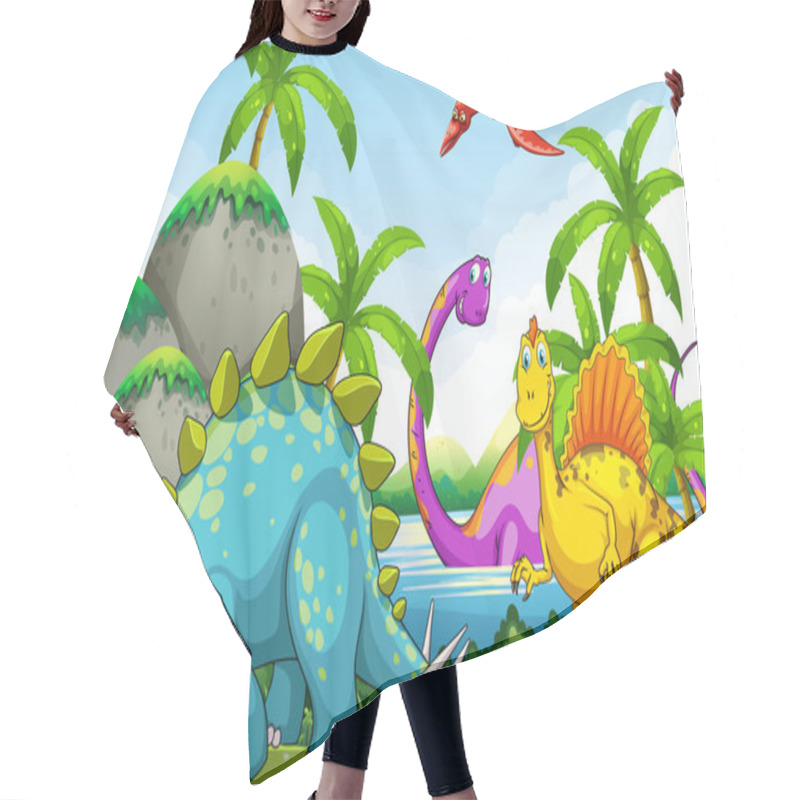 Personality  Dinosaurs Living In The Jungle Hair Cutting Cape