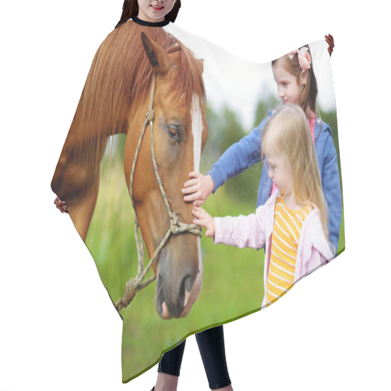 Personality  Sisters Petting Horse  Hair Cutting Cape