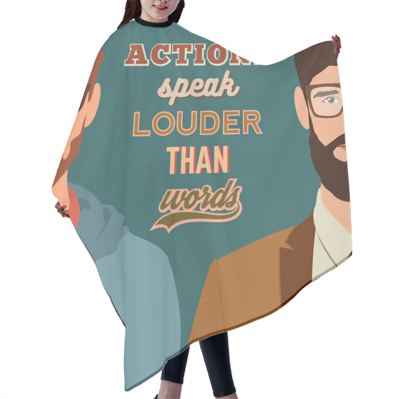 Personality  Poster Design With Flat Hipster Characters Hair Cutting Cape