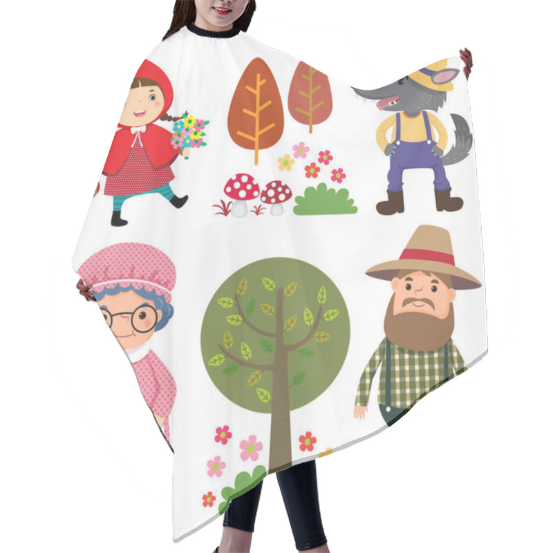 Personality  Set Of Characters From Little Red Riding Hood Fairy Tale Hair Cutting Cape