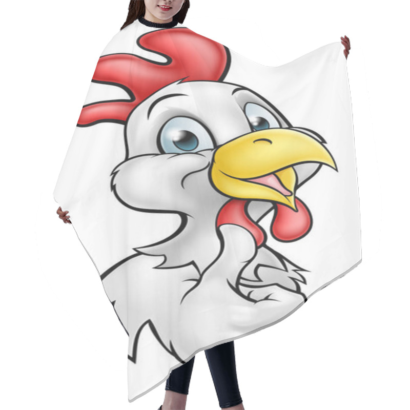 Personality  Chicken Or Rooster Cartoon Character Smiling And Giving A Thumbs Up Hair Cutting Cape