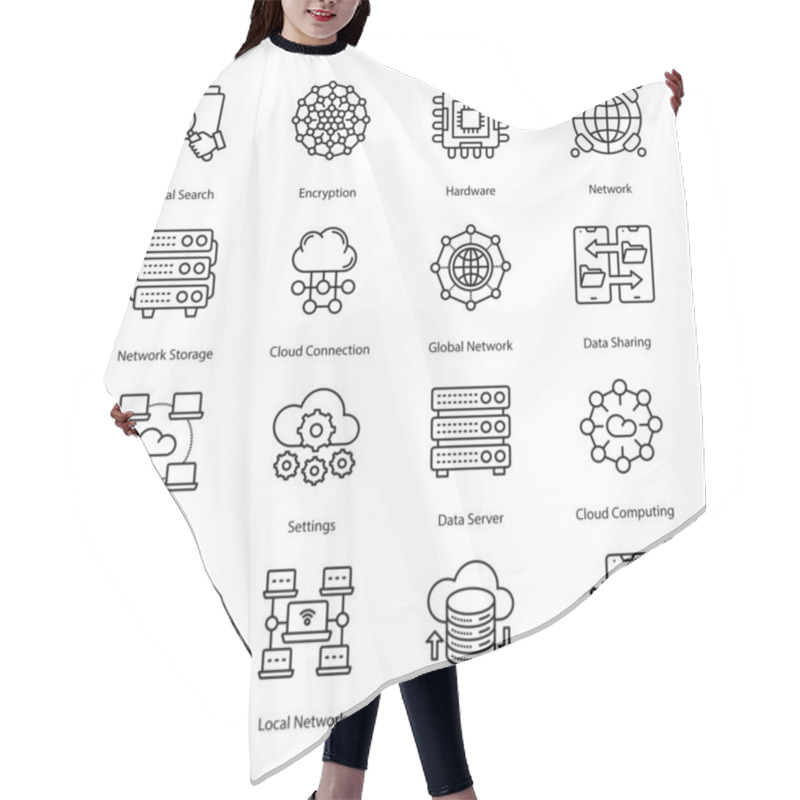 Personality  Cloud Computing Network Glyph Icons - Solid, Vectors Hair Cutting Cape