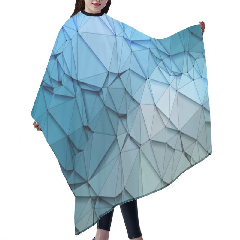 Personality  Abstract 3D Geometric Origami Blue Sequins Hair Cutting Cape