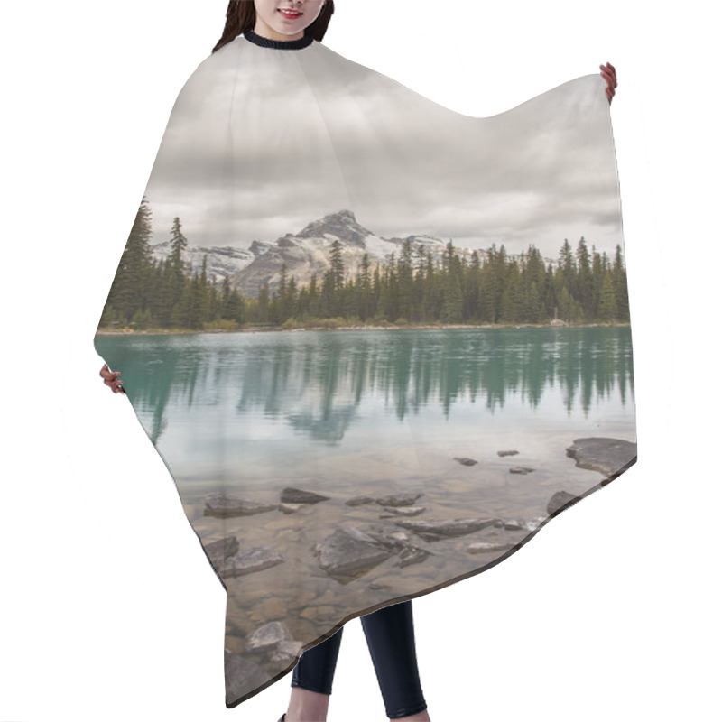 Personality  Cathedral Mountain On A Cloudy Day With Reflection In Lake O'Hara, Yoho National Park, British Columbia, Canada Hair Cutting Cape