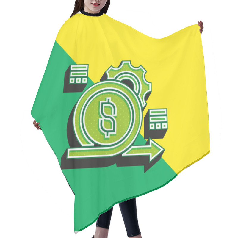 Personality  Agile Green And Yellow Modern 3d Vector Icon Logo Hair Cutting Cape